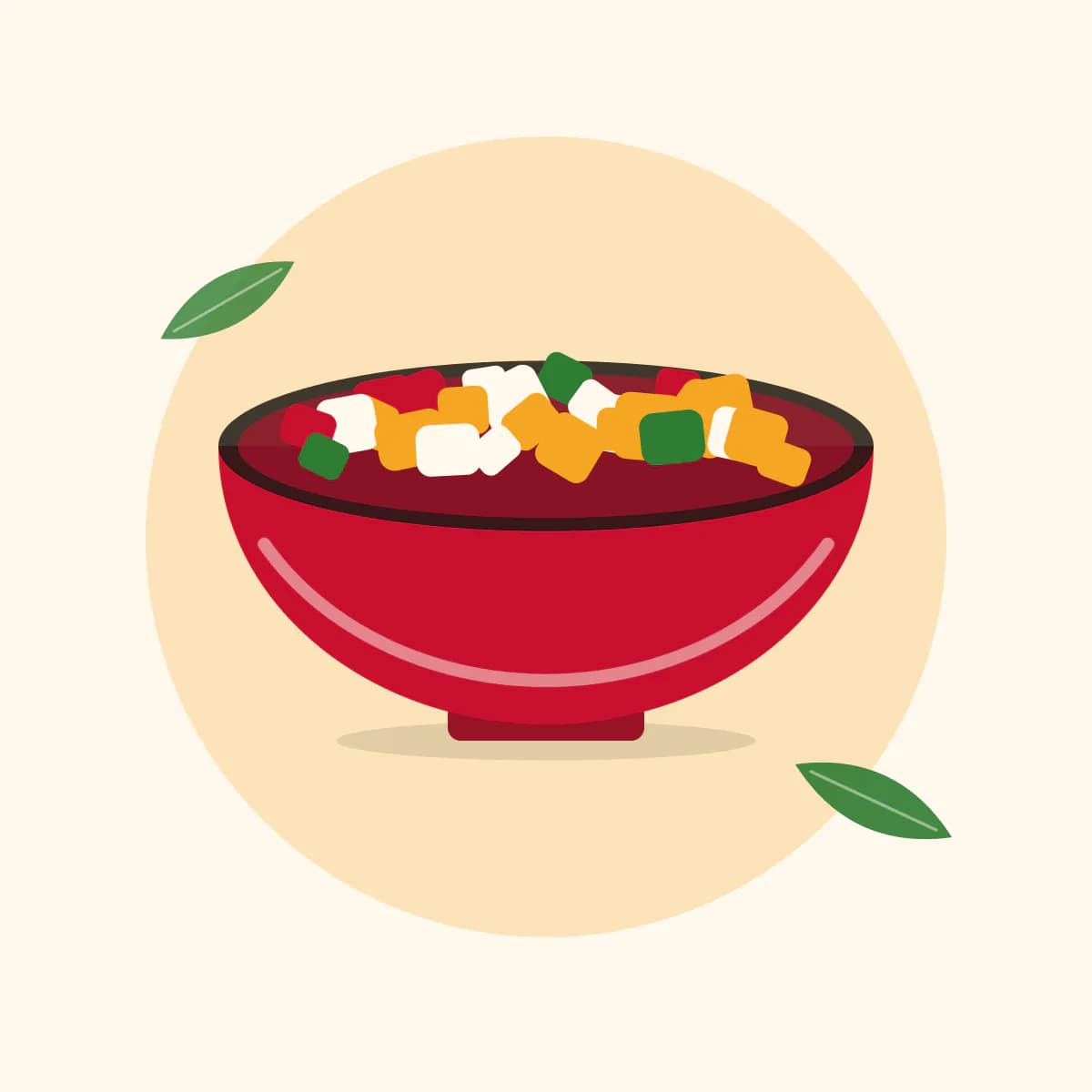 Ilustrasi semangkuk Rujak Aceh dengan potongan buah dan kuah kental